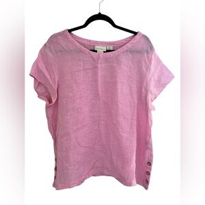 Cynthia Rowley Linen Pink Women's Top with Wood Buttons